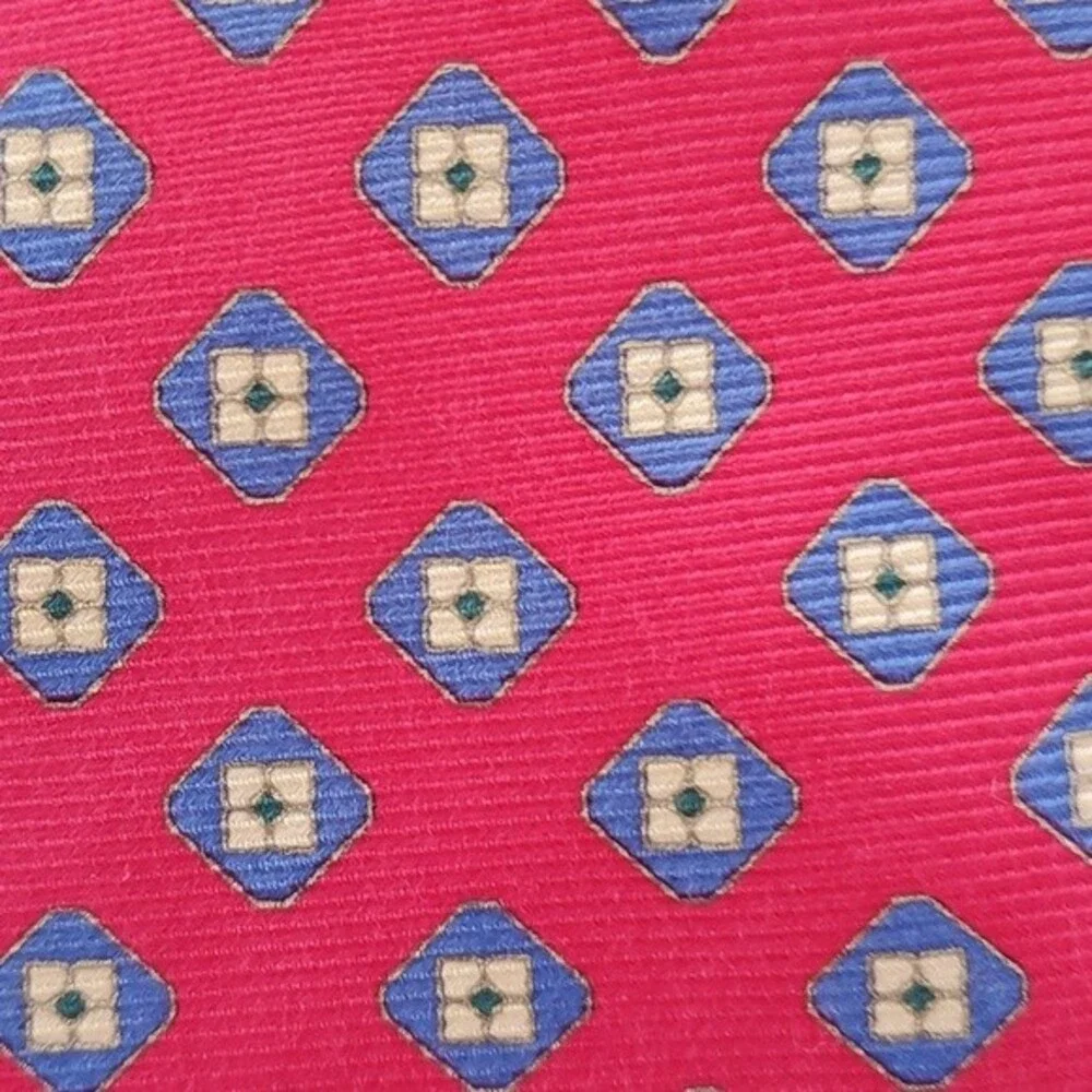 STEFANO RICCI MEN'S GEOMETRIC DIAMONDS SILK TIE RED BLUE YELLOW 4
